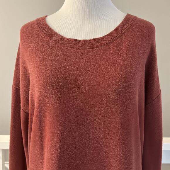 Athleta Coaster Luxe Pullover Sweatshirt Oversized Size XS Color: Maroon Red - Picture 2 of 9
